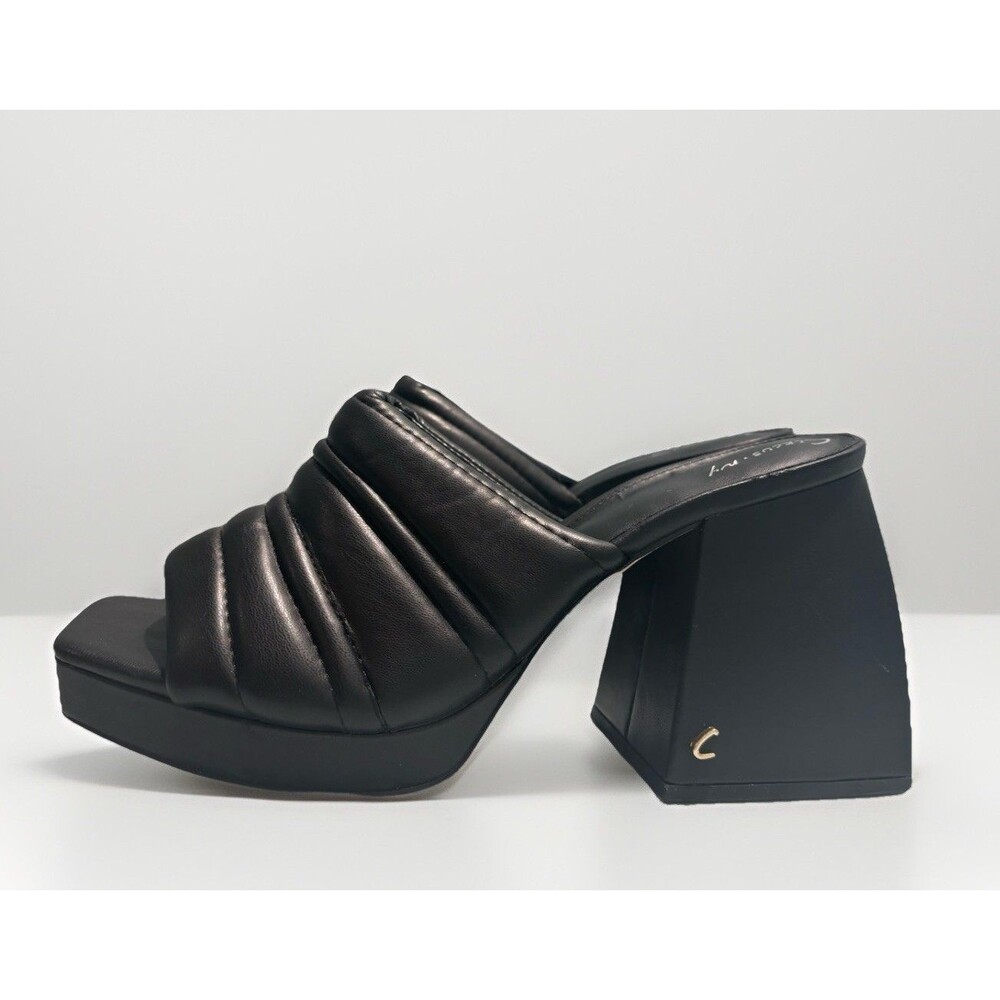 Circus by Sam Edelman Black Marlie Platform Chunky Heels Sandals Sz 9.5 Retro - Picture 6 of 12